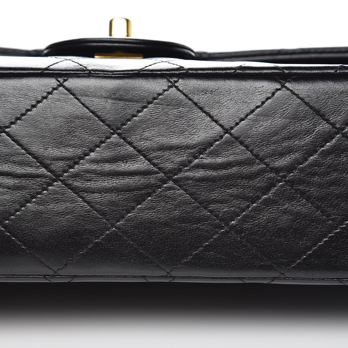 Lambskin Quilted Medium Double Flap Black