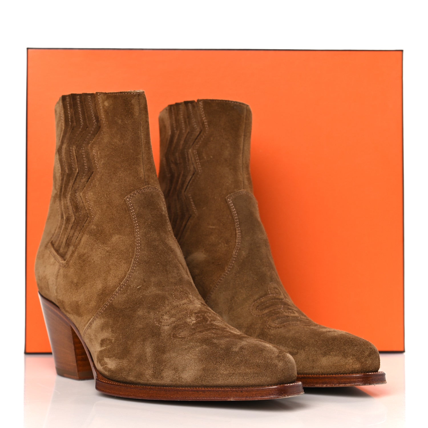 Hermes Suede Womens Vegas Ankle Boot 40 Brun Fume 9 of 9