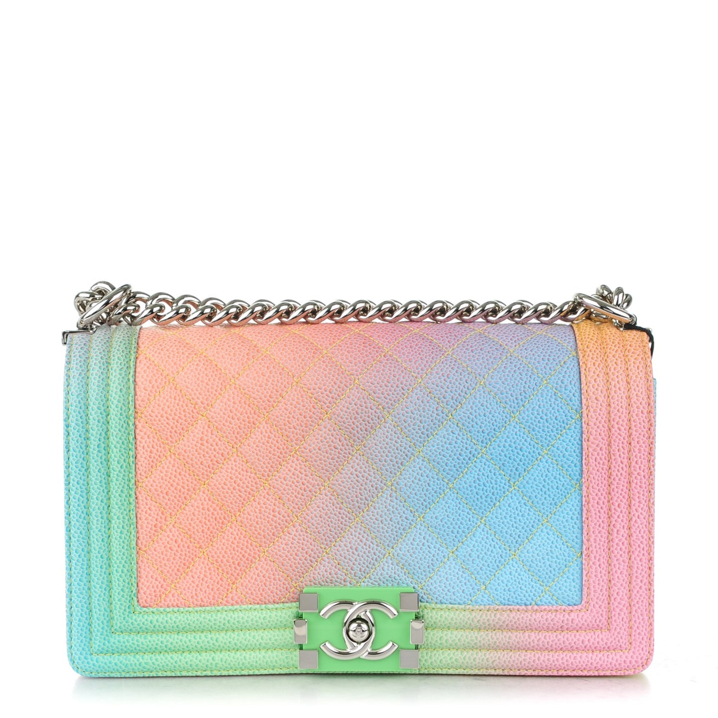 Caviar Quilted Medium Cuba Rainbow Boy Flap Multicolor