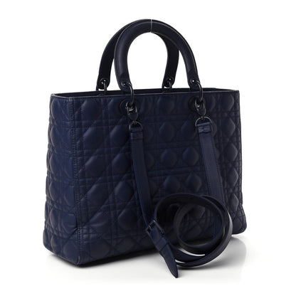 Christian Dior Ultra Matte Calfskin Cannage Large Lady Dior Blue 4 of 11