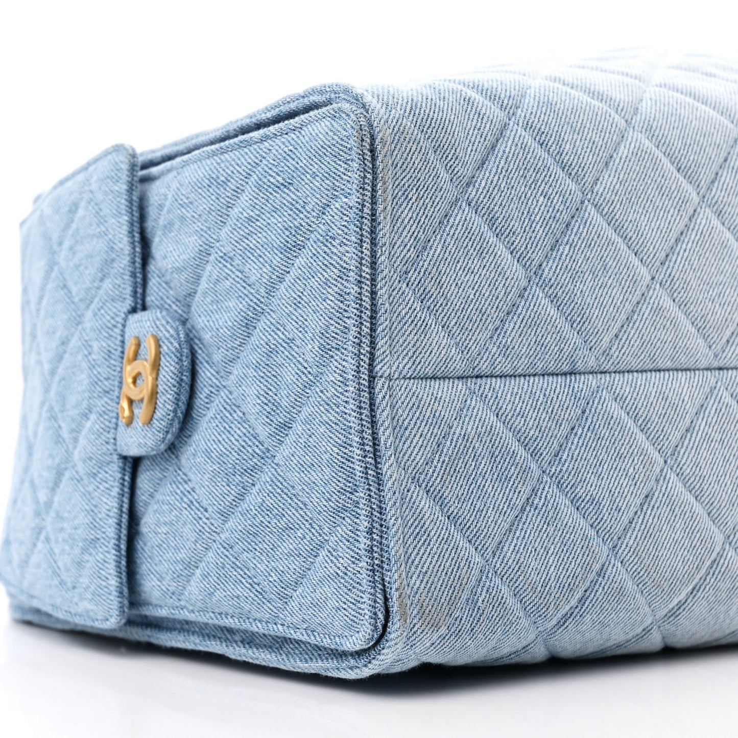 Washed Denim Quilted Medium Chanel 25 Handbag Blue