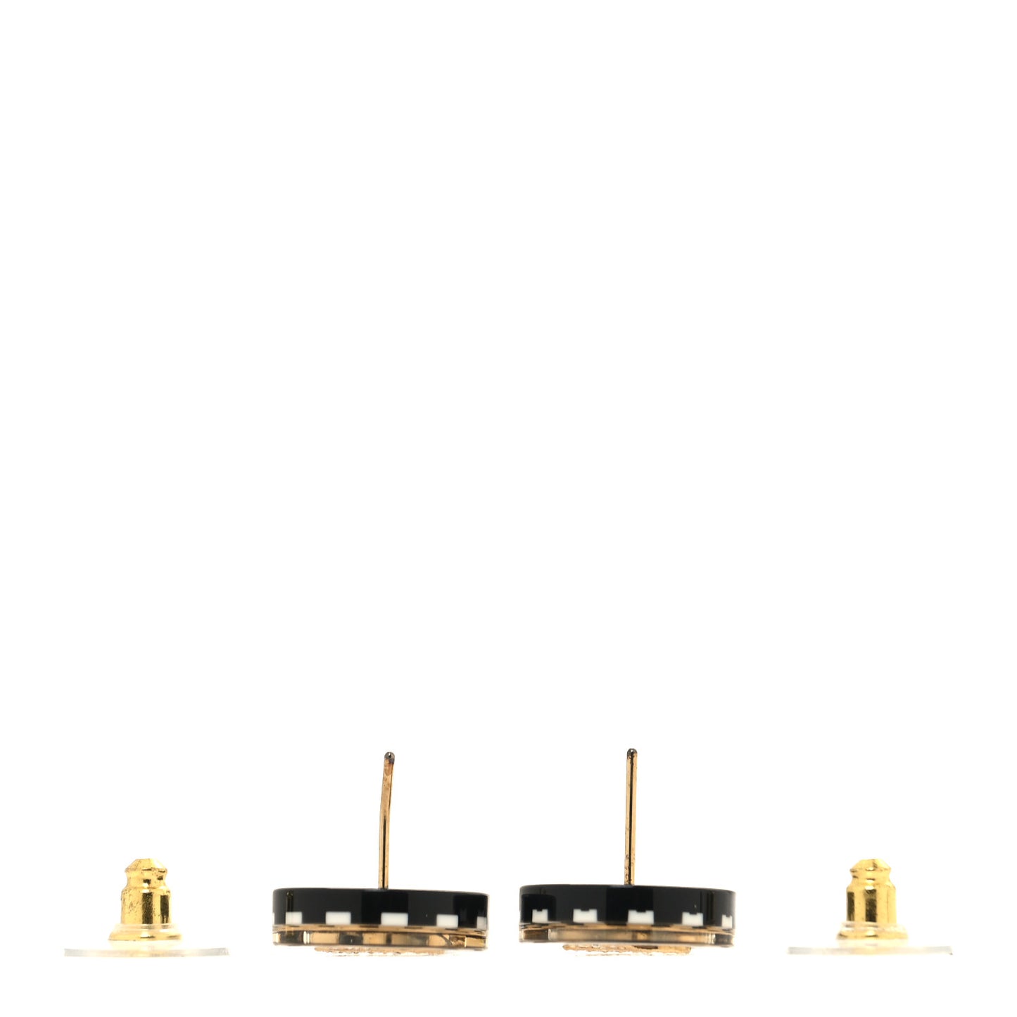 Resin Crystal CC Earrings Black White
