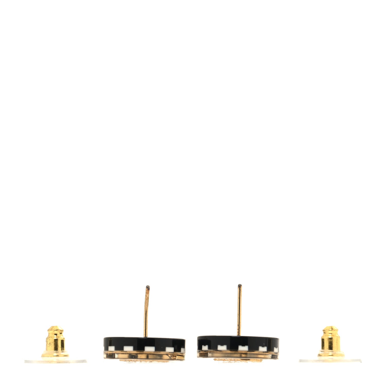 Chanel Resin Crystal CC Earrings Black White 3 of 5