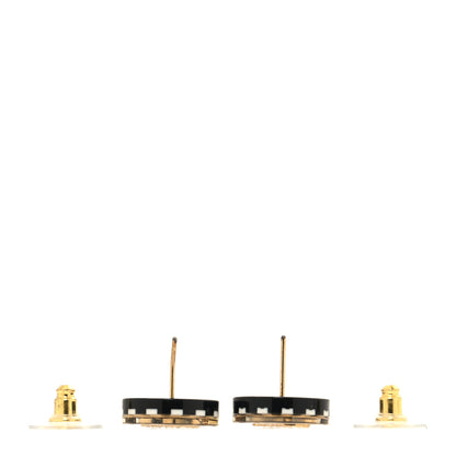Chanel Resin Crystal CC Earrings Black White 3 of 5