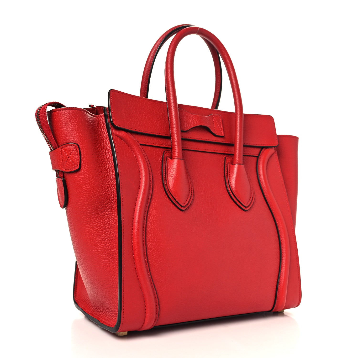 Celine Drummed Calfskin Micro Luggage Red 3 of 9