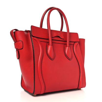 Celine Drummed Calfskin Micro Luggage Red 3 of 9