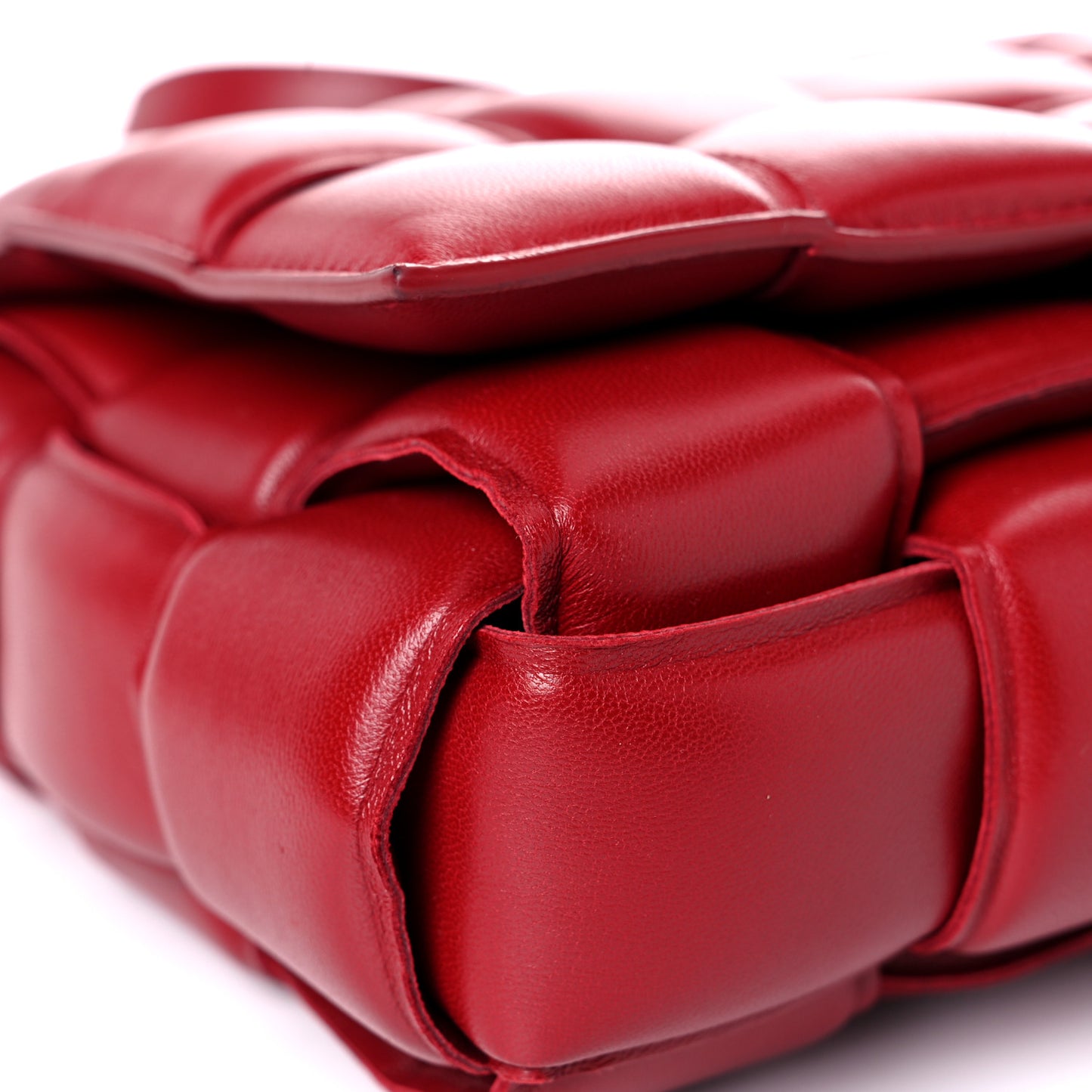 Nappa Maxi Intreccio Padded Cassette Crossbody Bag Dark Red