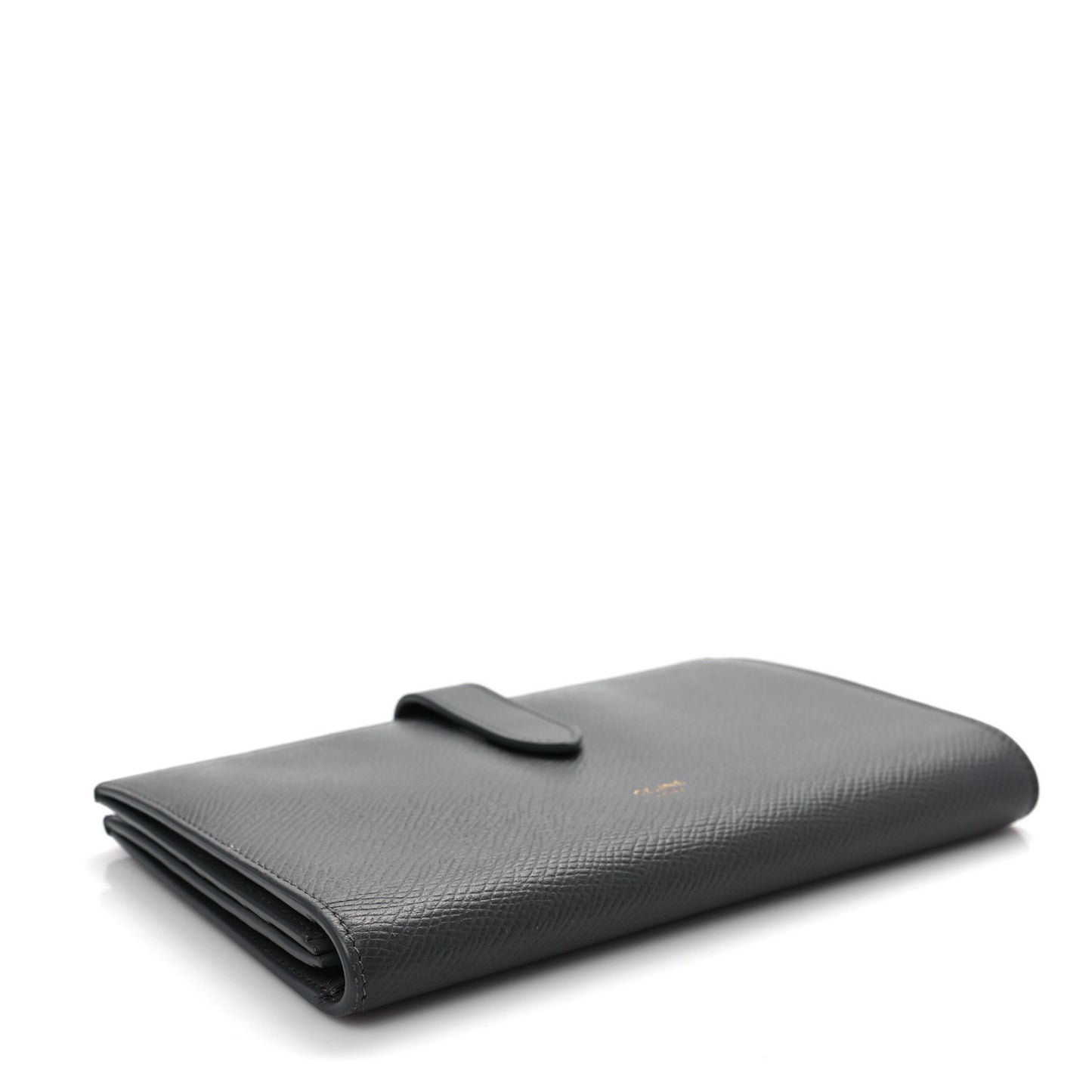 Grained Calfskin Large Multifunction Strap Wallet Medium Grey