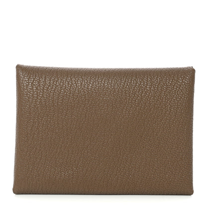 Hermes Chevre Mysore Calvi Duo Card Case Etoupe 1 of 9