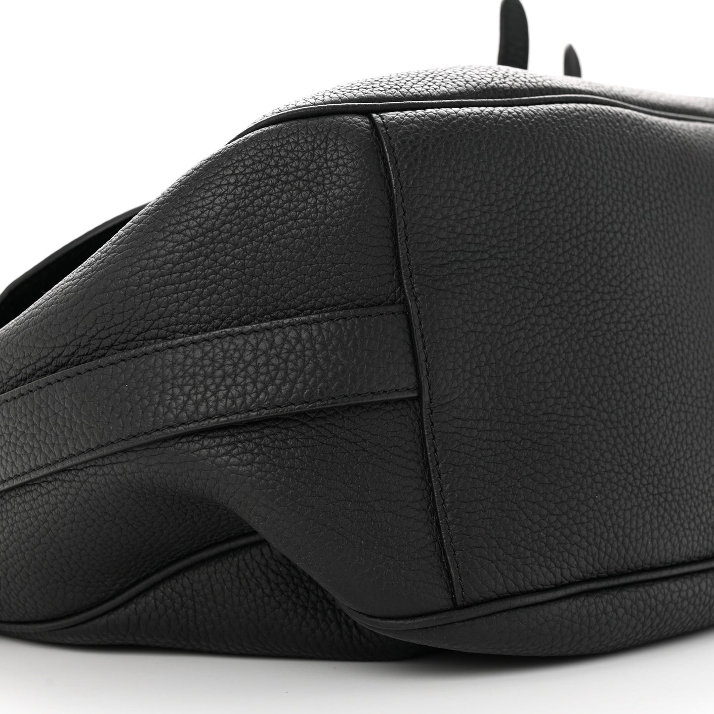 Grained Calfskin Saddle Soft Bag Black