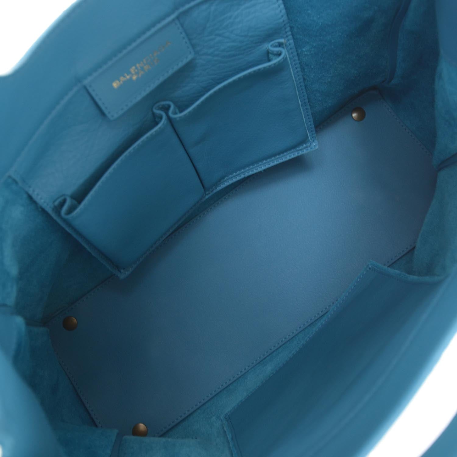 Balenciaga Calfskin Papier Shopper S Turquoise 7 of 7