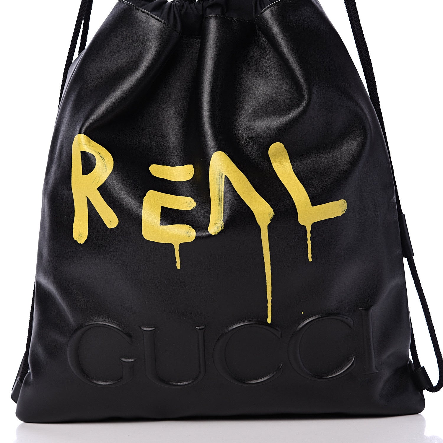 Gucci Calfskin Small GucciGhost Drawstring Backpack Black 8 of 10