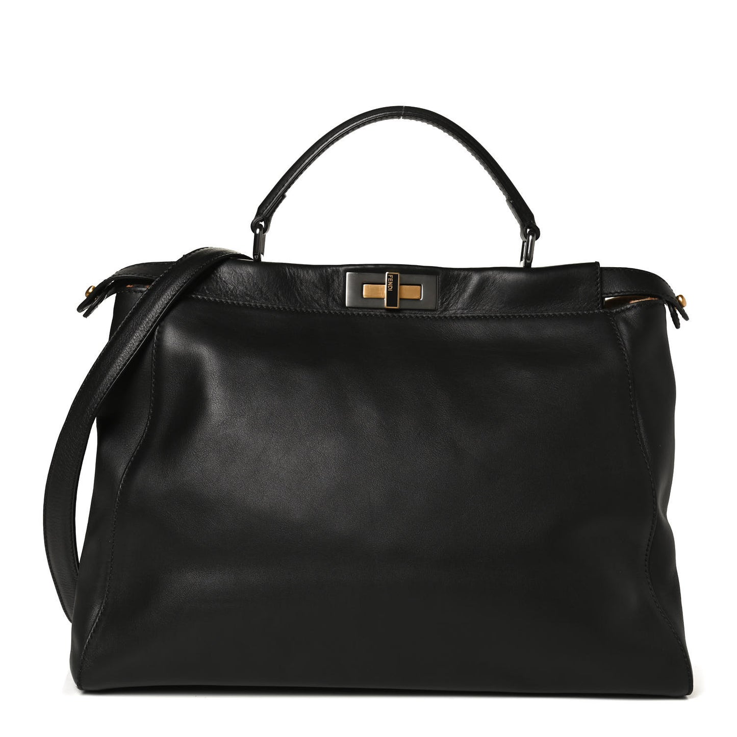 Calfskin Calf Hair Leopard Print Large Peekaboo Iconic Satchel Black