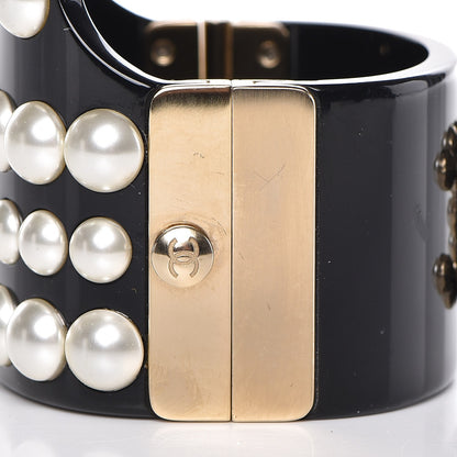 Chanel Resin Pearl CC Cuff Black 5 of 5
