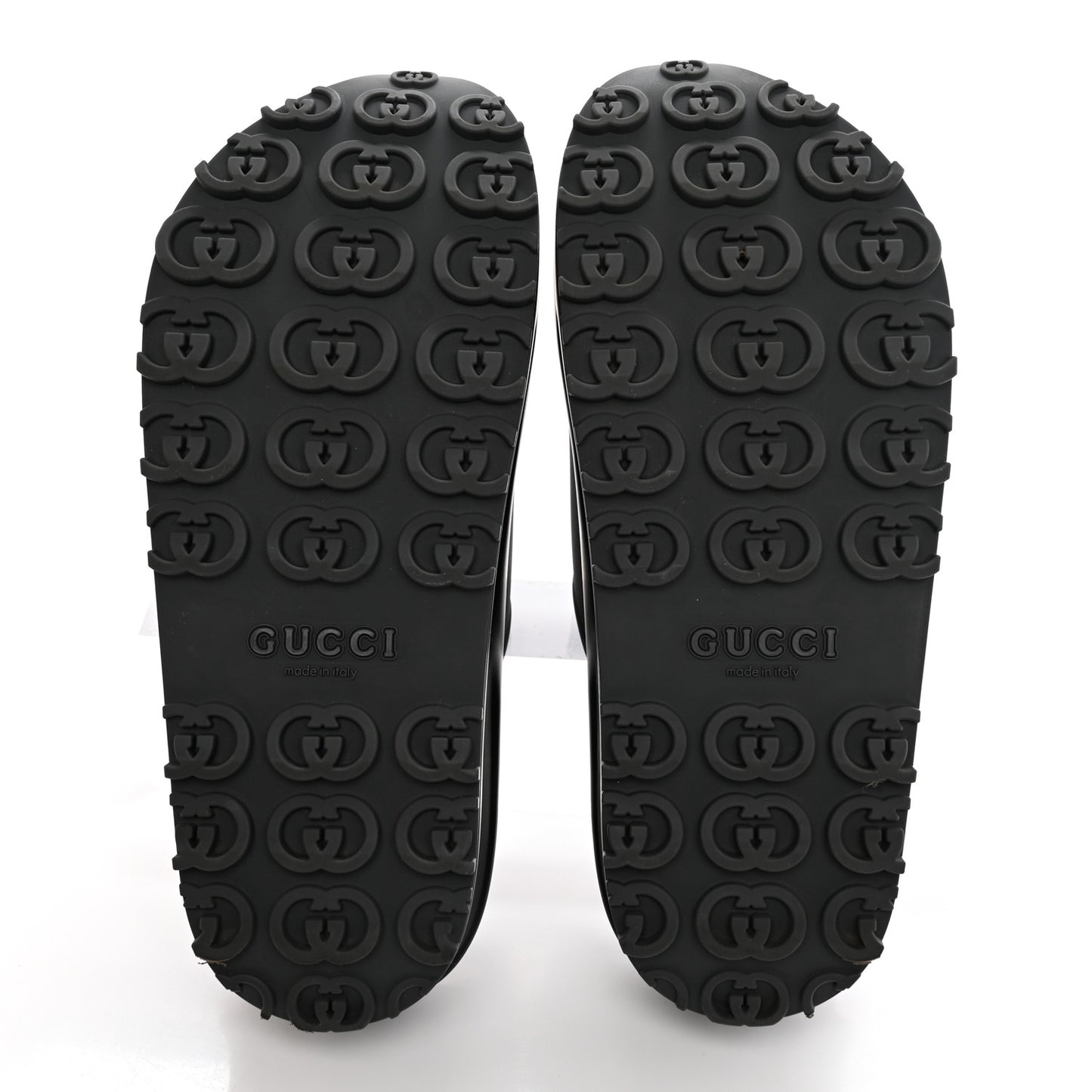 Soft Rubber Womens Interlocking G Platform 42mm Slide Sandals 37 Black