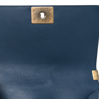 Chanel Calfskin Quilted Medium Top Handle Boy Flap Blue 5 of 13
