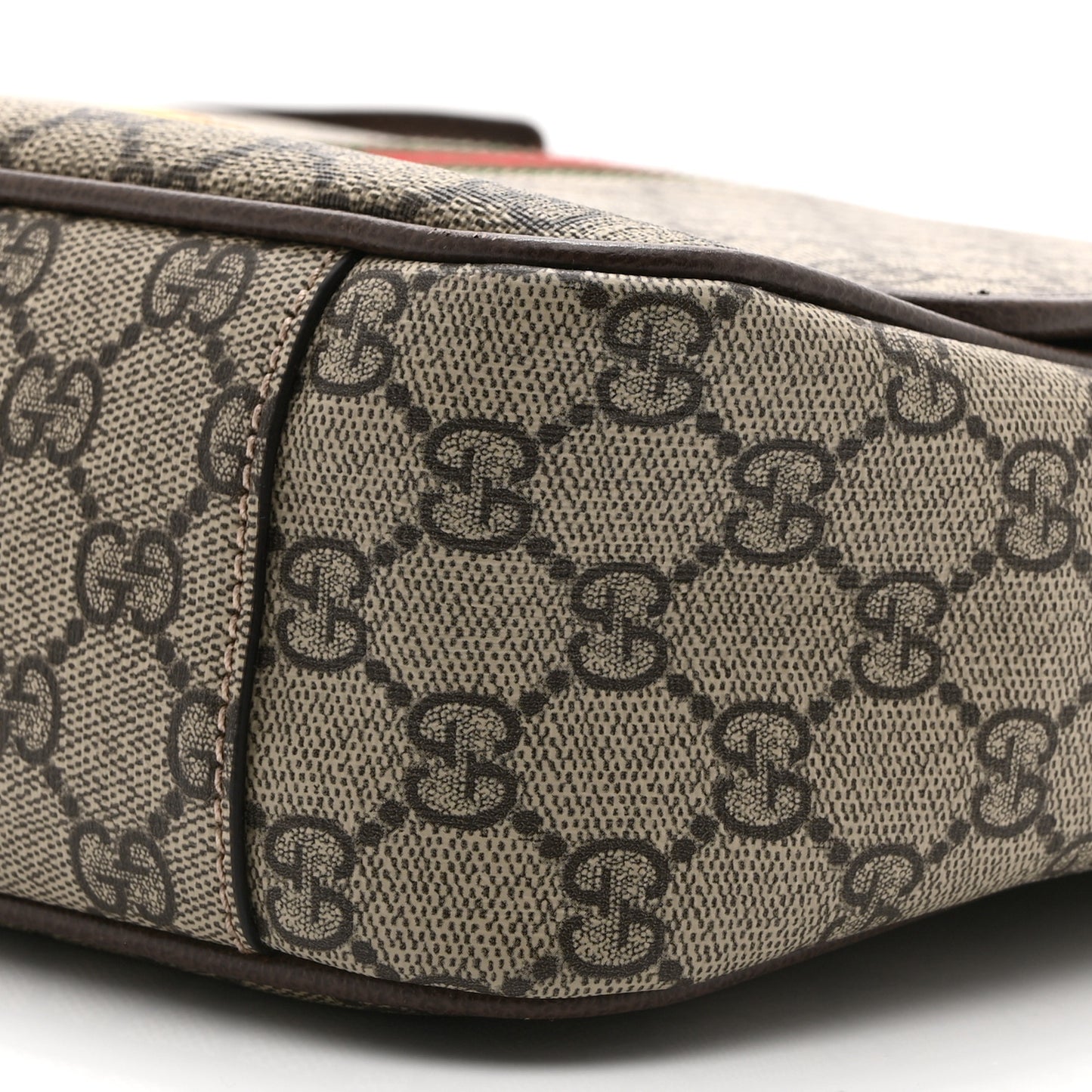 Tender GG Supreme Monogram Textured Dollar Calfskin Medium Ophidia Messenger Bag Beige Ebony New Acero