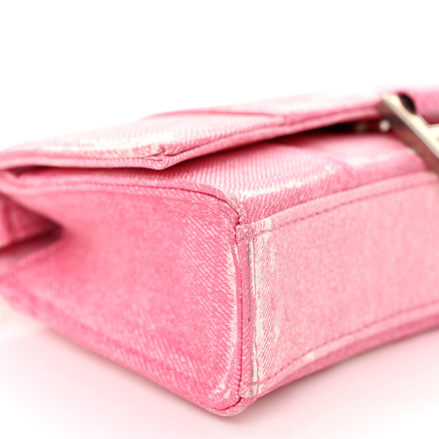 Nappa Denim Printed Hourglass Chain Bag Denim Pink