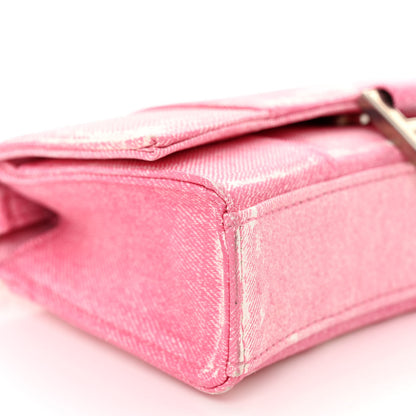 Balenciaga Nappa Denim Printed Hourglass Chain Bag Denim Pink 8 of 9