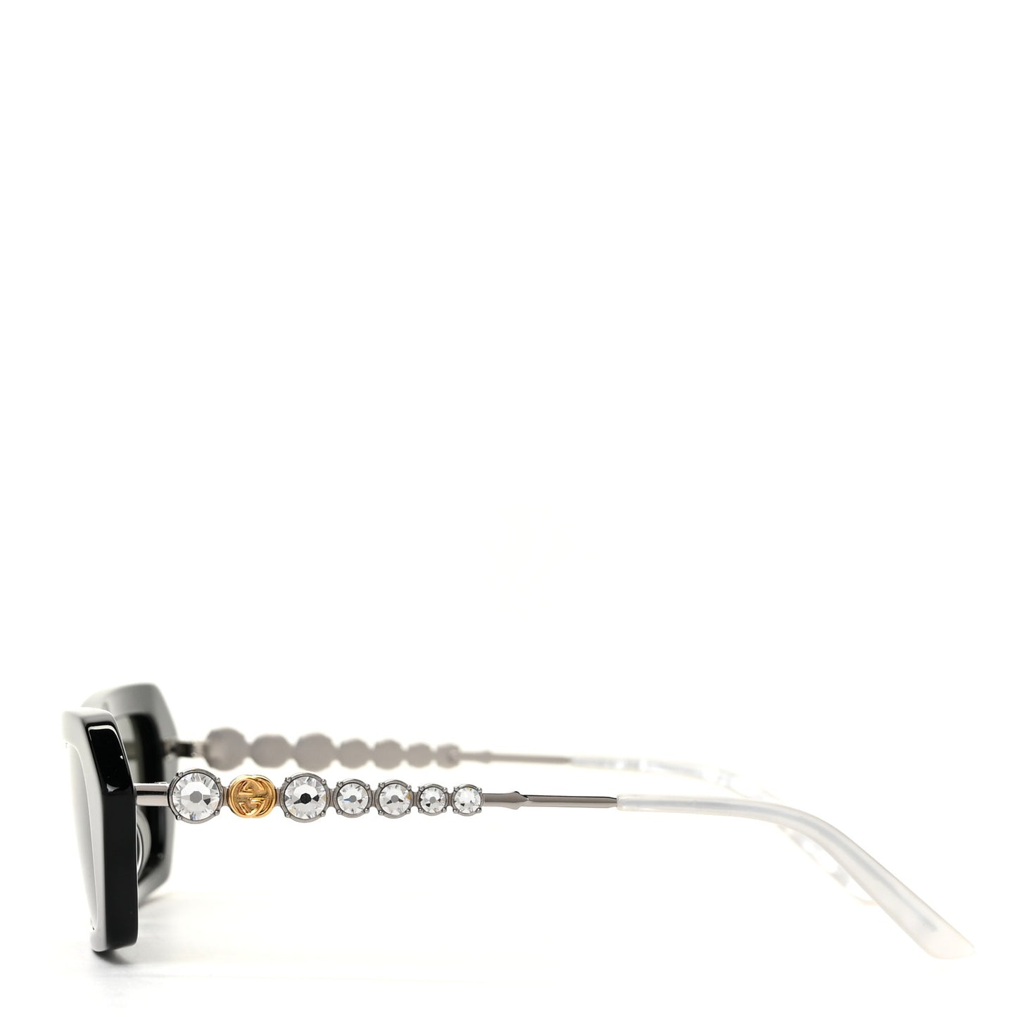 Acetate Crystal Embellished Rectangle Sunglasses GG0642S Black Gold