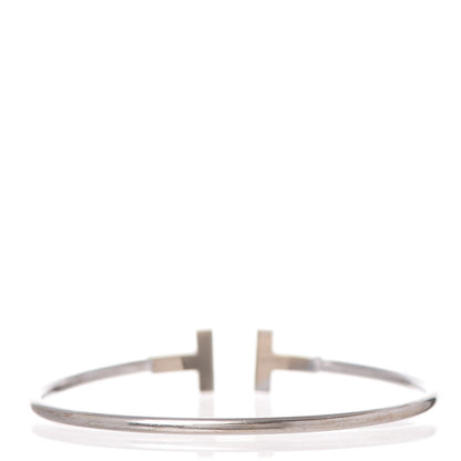 Tiffany 18K White Gold Diamond T Wire Bracelet 3 of 6