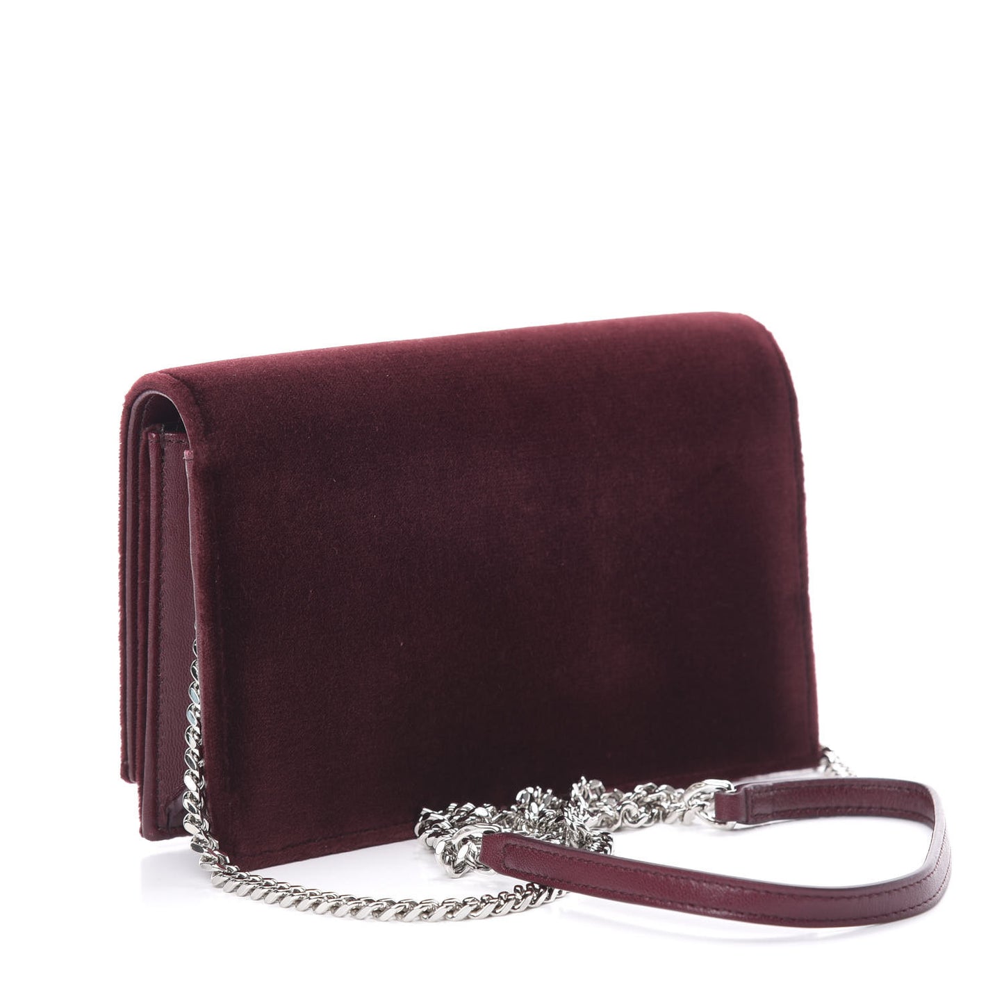 Velvet Crystal Monogram Kate Tassel Shoulder Bag Burgundy