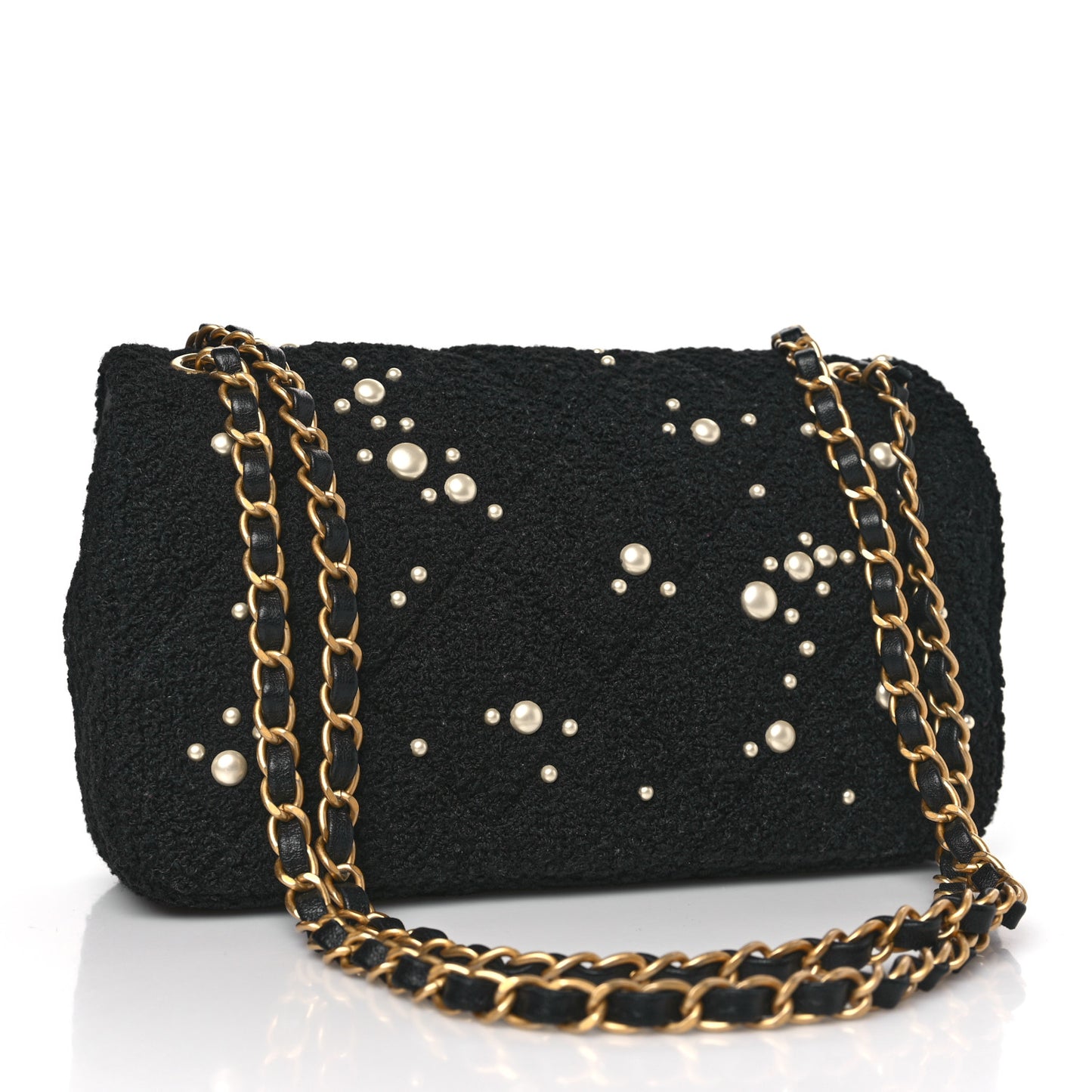 Tweed Pearl Small Cosmos Flap Black