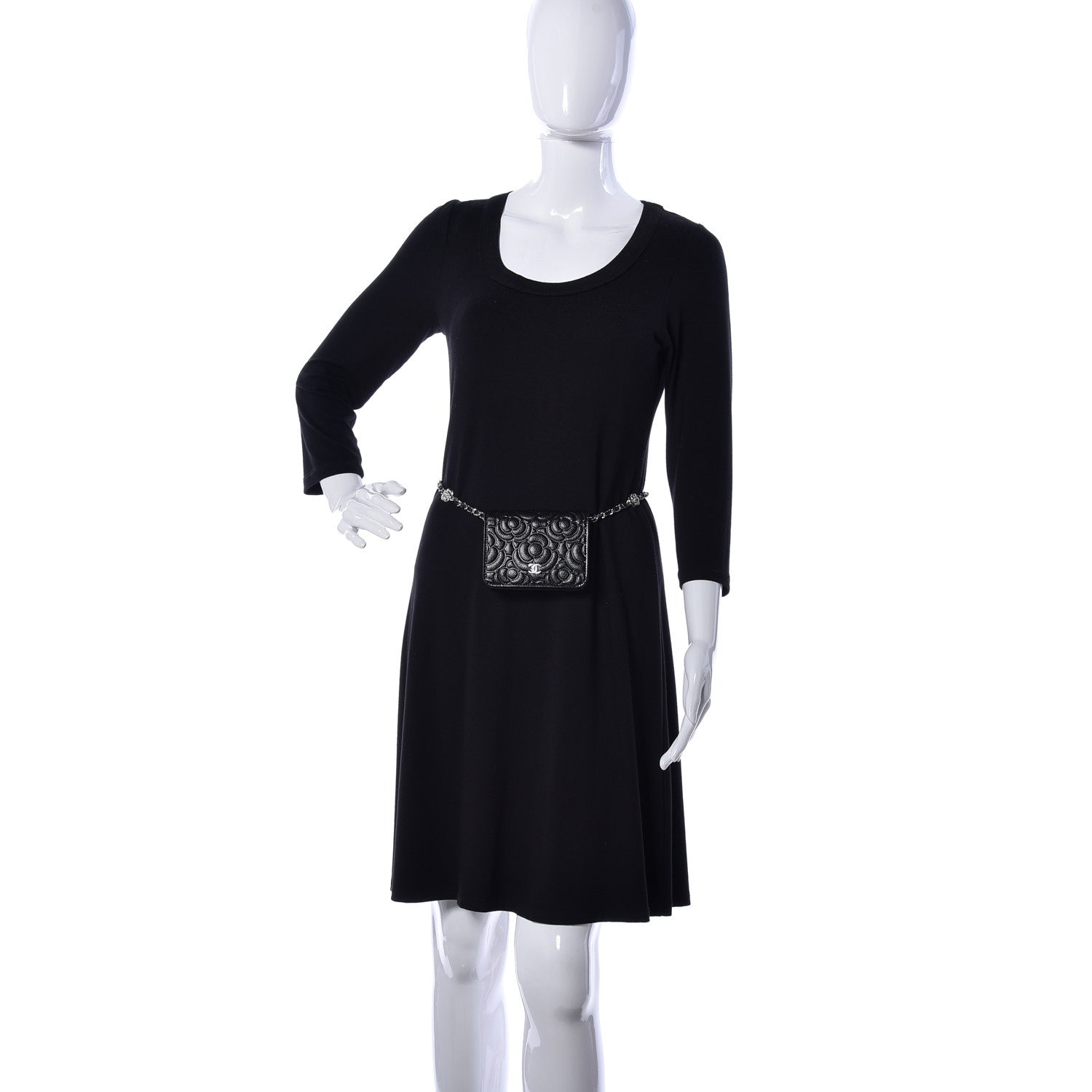 Chanel Caviar Camellia Embossed Chain Belt Bag Black 2 of 11