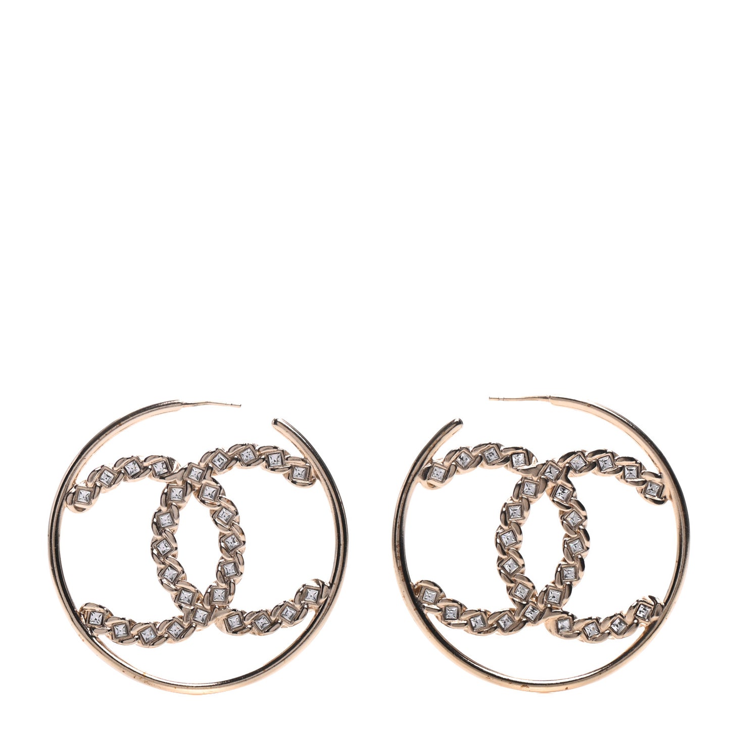 Crystal High Society CC Hoop Earrings Gold