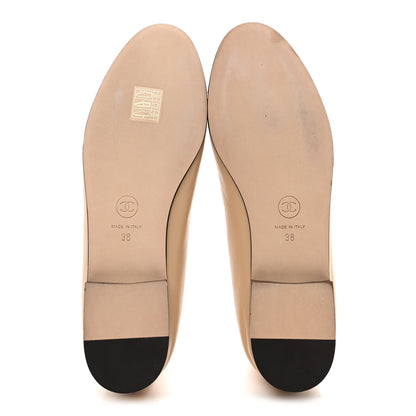 Chanel Lambskin Cap Toe CC Ballerina Flats 38 Beige Black 6 of 9