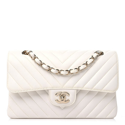 Chanel Caviar Chevron Quilted Small Double Flap White 1 of 9