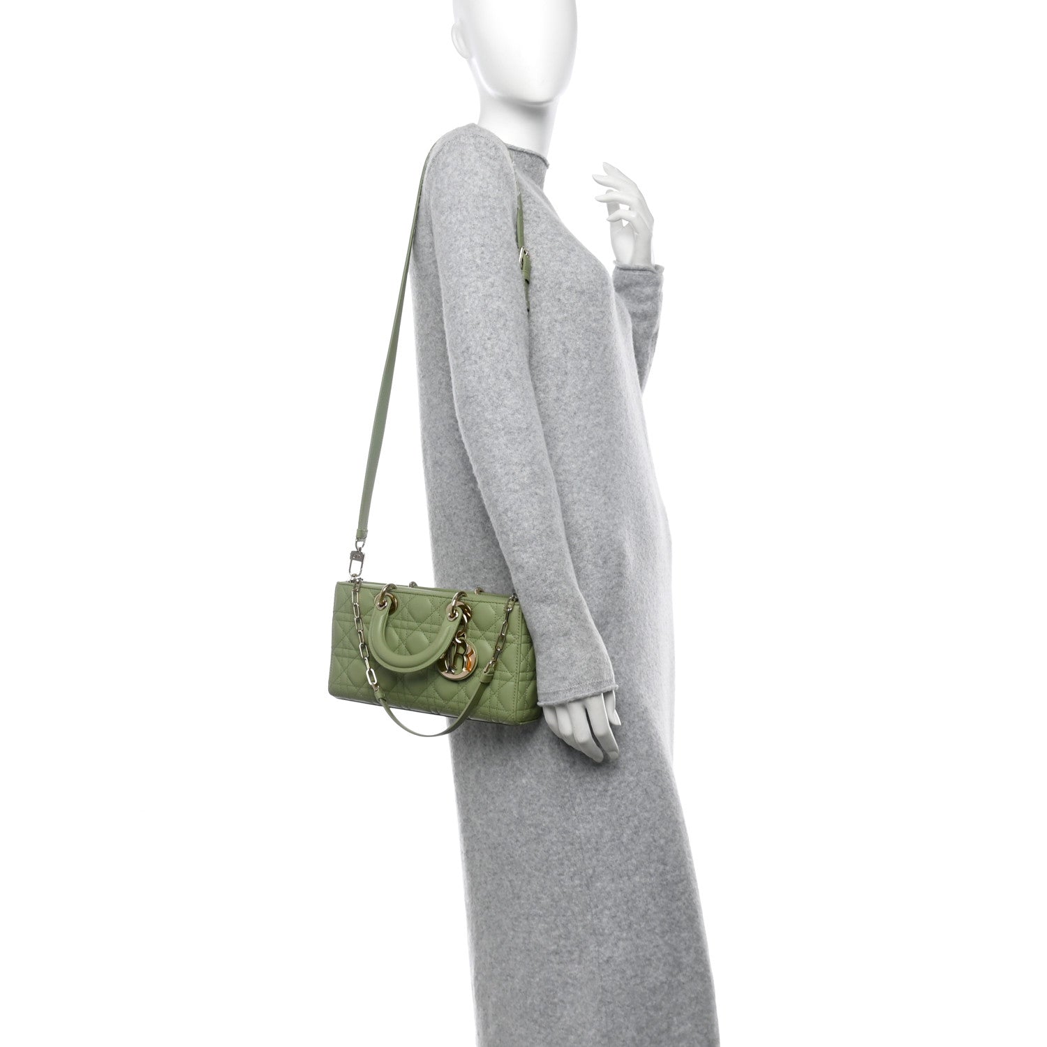 Christian Dior Lambskin Cannage Medium Lady D-Joy Pastel Peyote Green 2 of 12