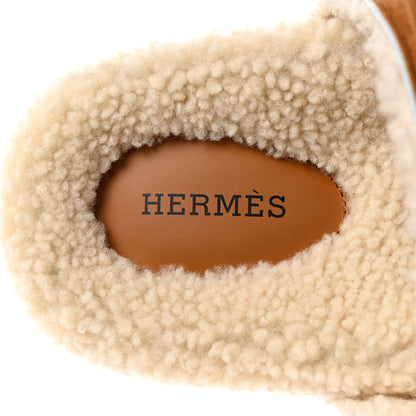 Hermes Suede Goatskin Woolskin Womens Chypre Sandals 37 Naturel Ecru 7 of 8
