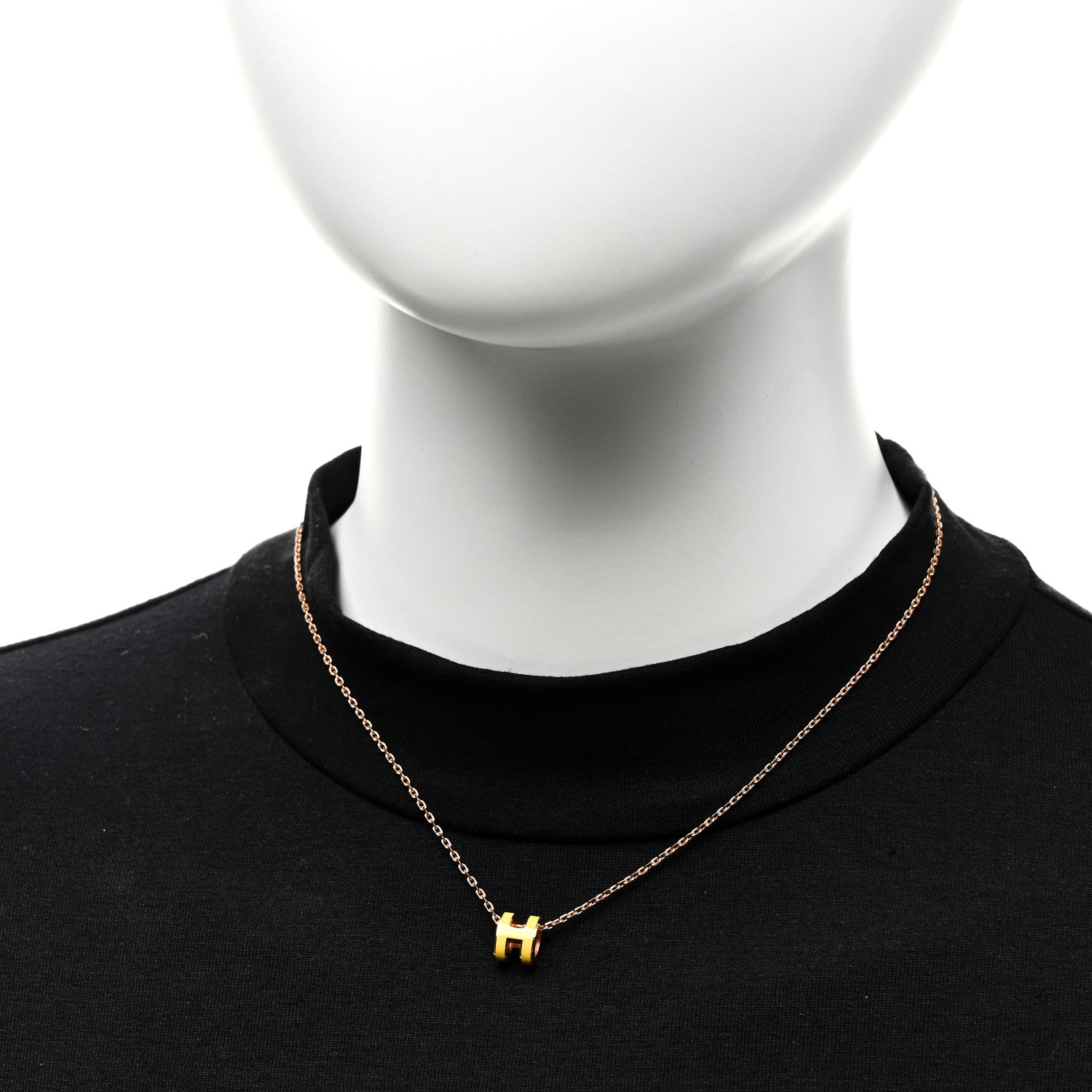 Hermes Lacquered Gold Mini Pop H Pendant Necklace Mimosa 2 of 6