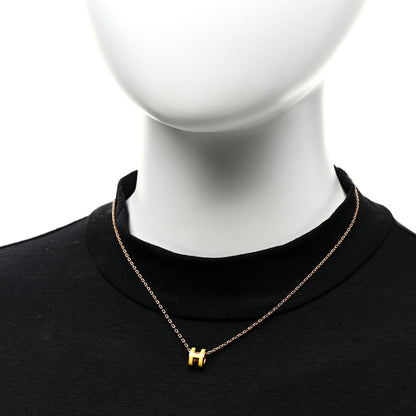 Hermes Lacquered Gold Mini Pop H Pendant Necklace Mimosa 2 of 6