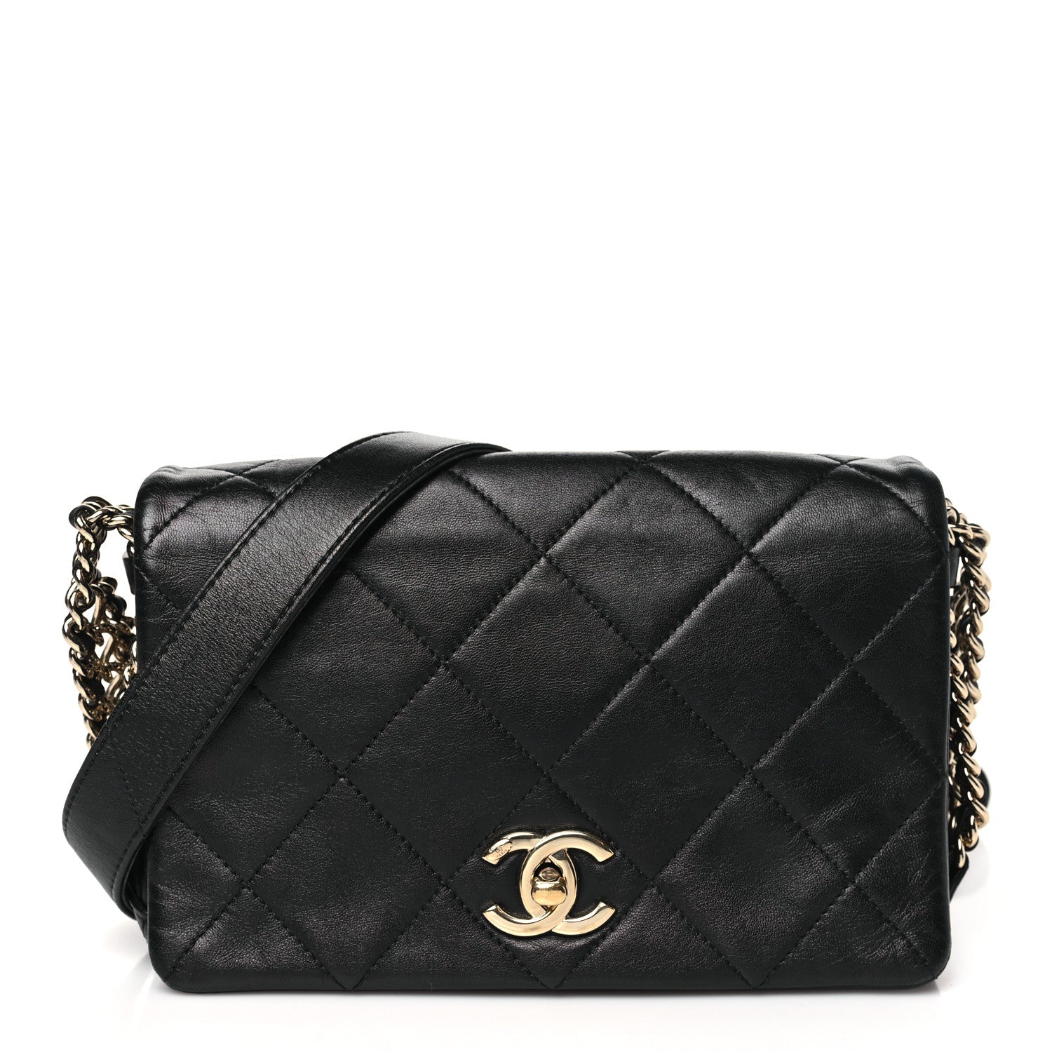 Chanel Lambskin Quilted Small Chain Rows Flap Black 1 of 11