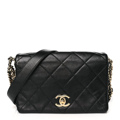 Chanel Lambskin Quilted Small Chain Rows Flap Black 1 of 11