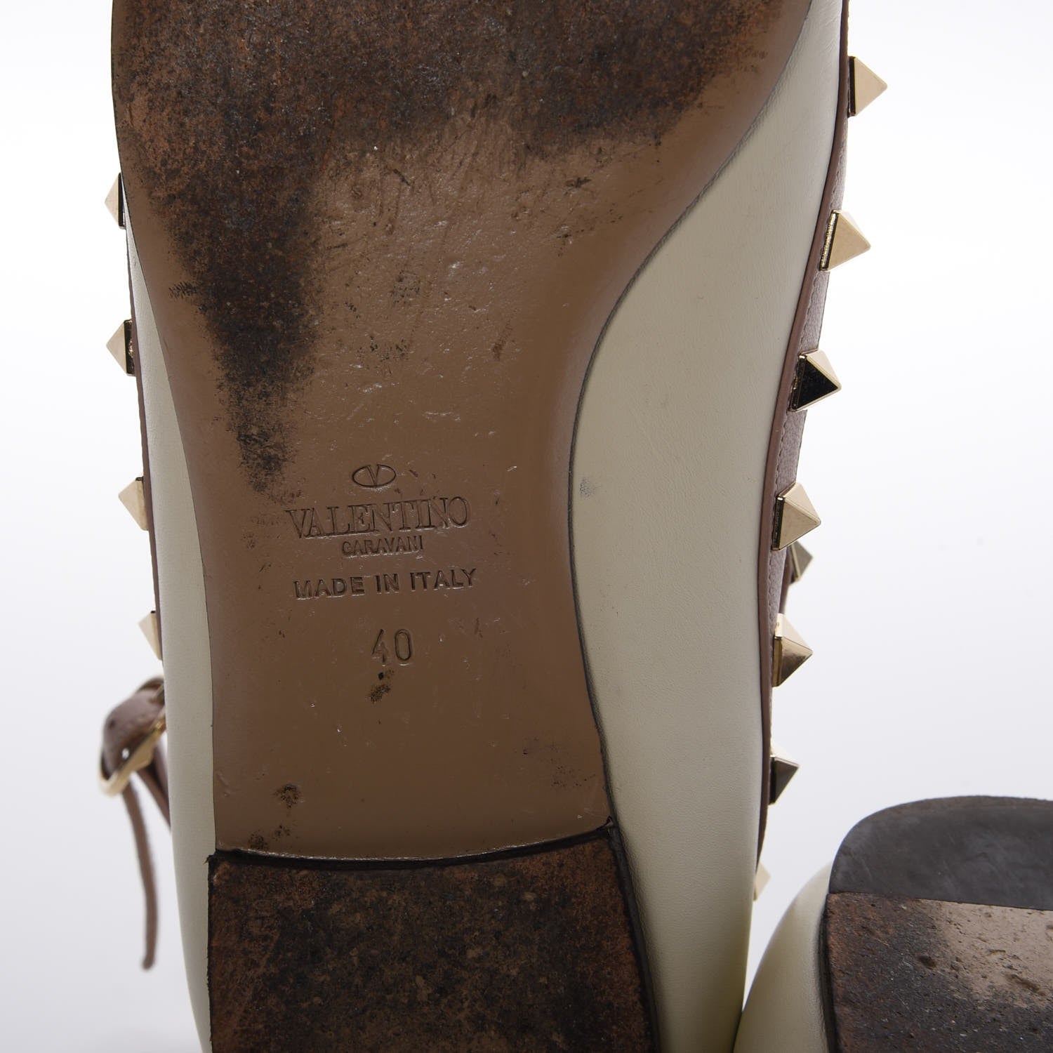 Valentino Garavani Calfskin Rockstud Cage Ballerina Flats 40 Light Ivory Poudre 10 of 15