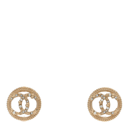 Chanel Pearl Crystal CC Round Earrings Gold 1 of 4