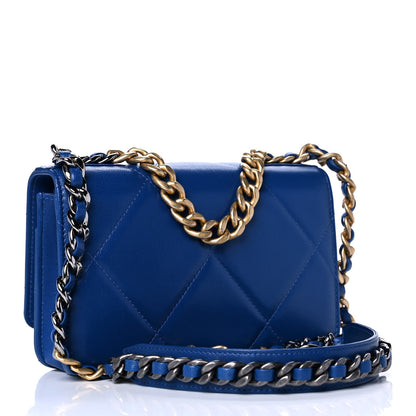 Chanel Goatskin Quilted Chanel 19 Wallet On Chain WOC Blue 2 of 15