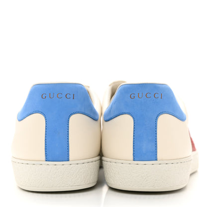 Gucci Calfskin Nubuck Interlocking G Mens New Ace Sneakers 13 Mystic White Hibiscus Red Bright Splash 5 of 19