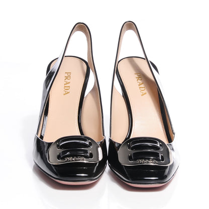 Prada Vernice Slingback Pumps 40 Black 2 of 8