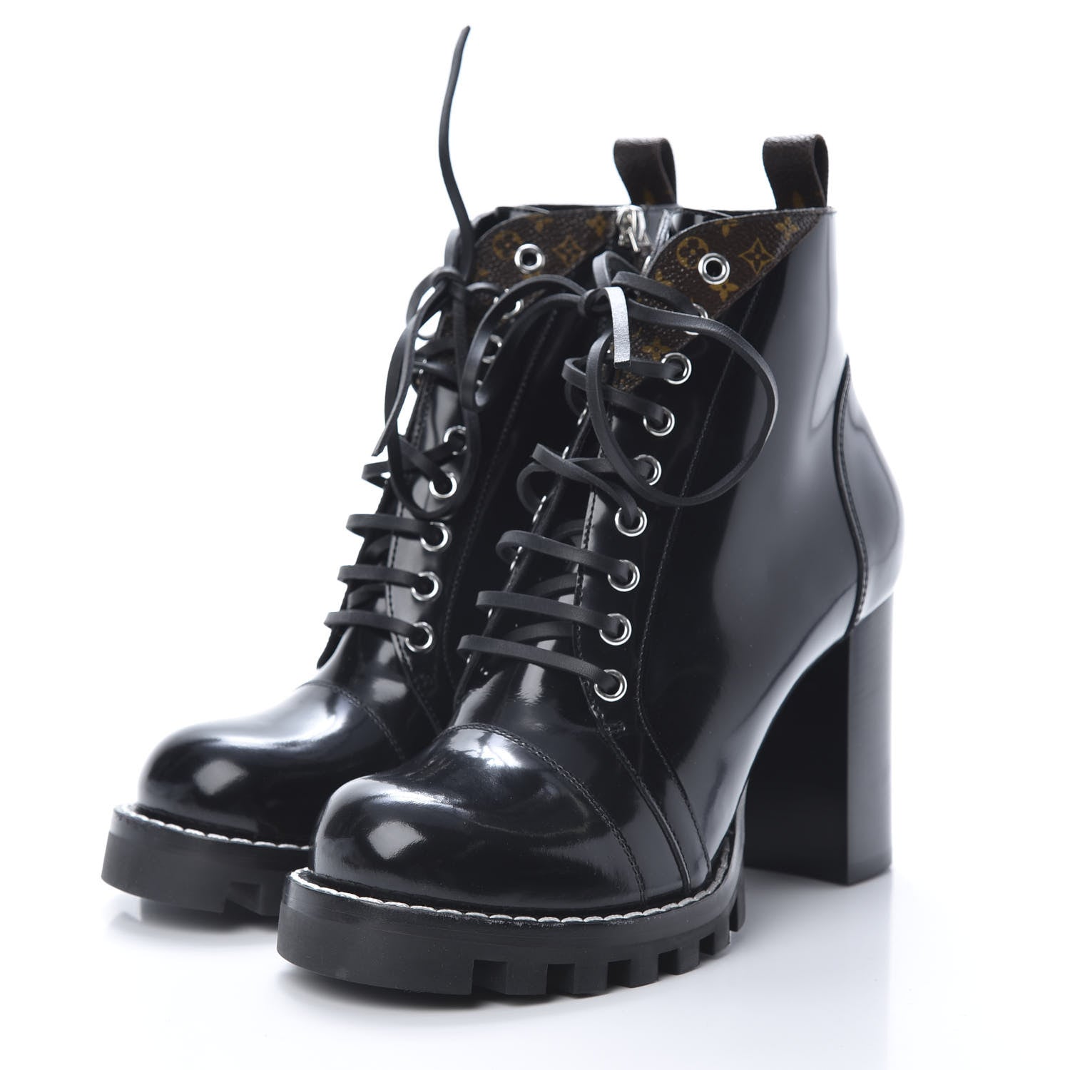 Louis Vuitton Patent Calfskin Monogram Star Trail Ankle Boots 40 Black 3 of 7