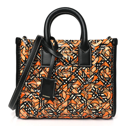 Burberry Lambskin Quilted Printed TB Heritage Check Mini Freya Tote Orange 1 of 8