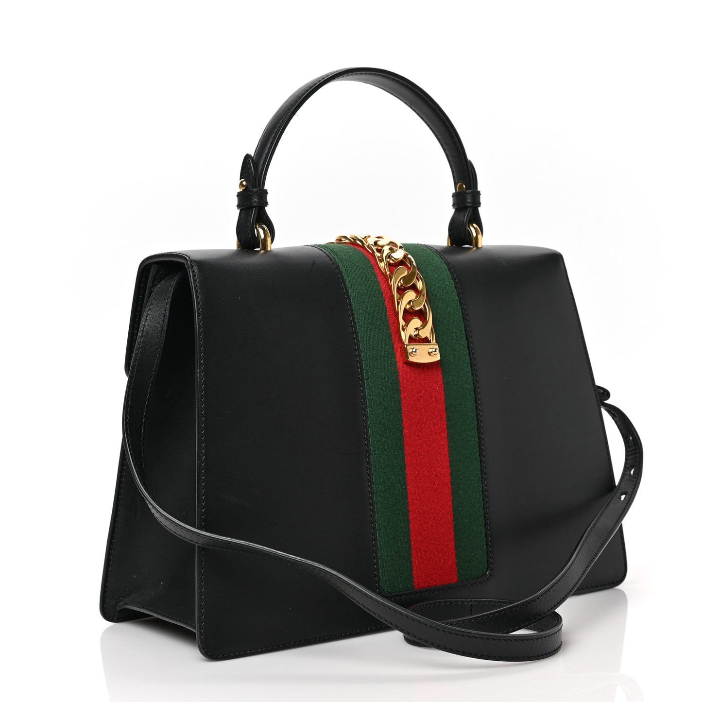Calfskin Medium Sylvie Top Handle Bag Black