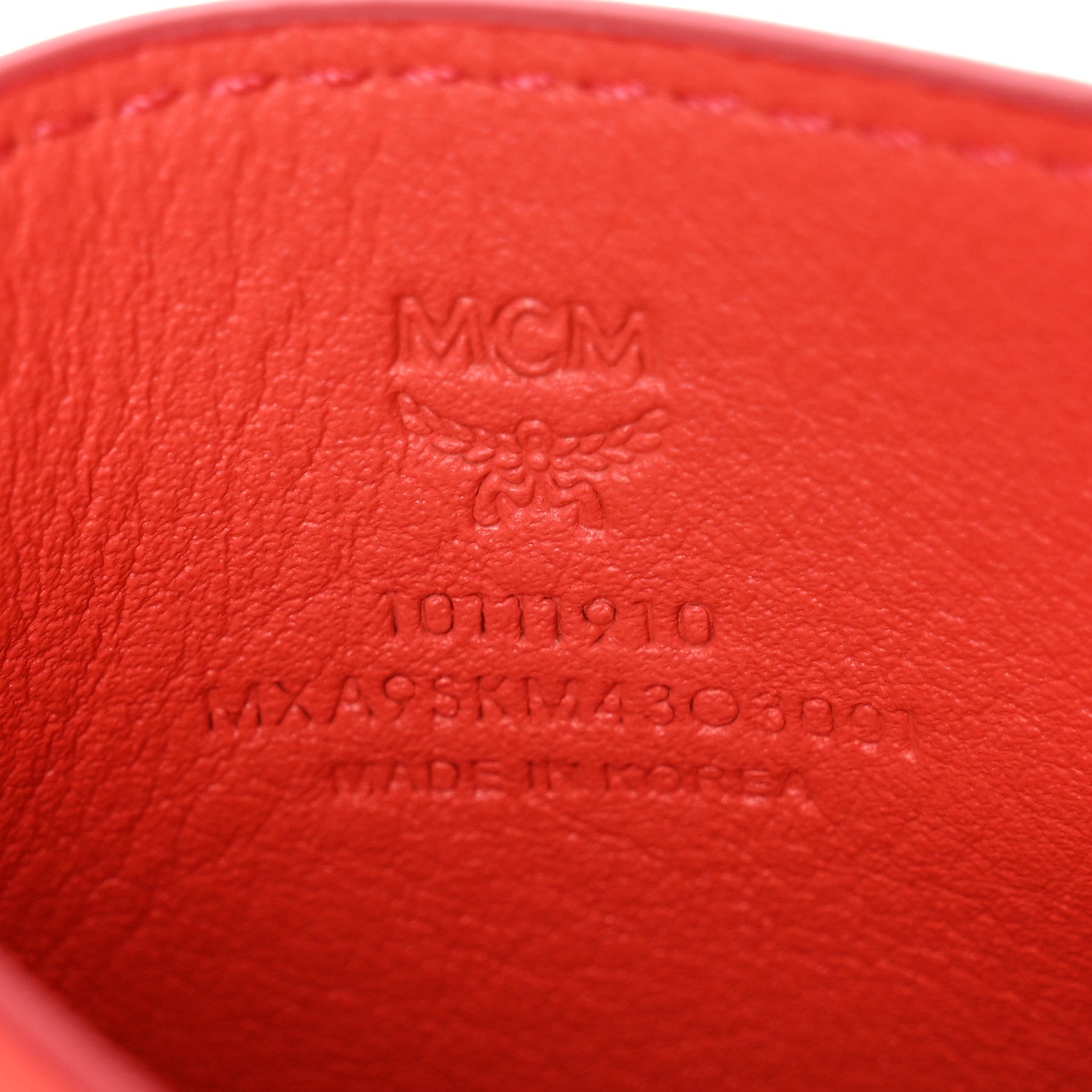 MCM Calfskin Ottomar Monogram Card Case Hot Coral 6 of 7