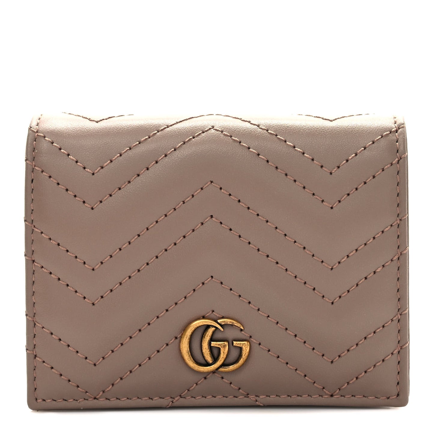 Calfskin Matelasse GG Marmont Card Case Wallet Porcelain Rose