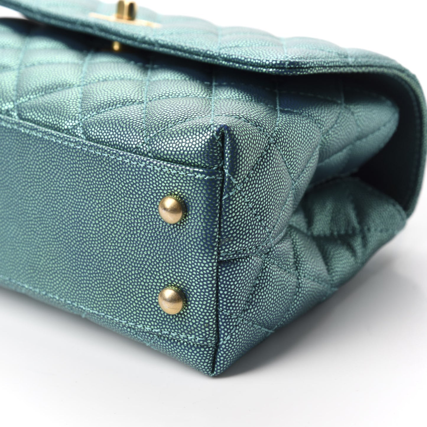 Metallic Caviar Quilted Mini Coco Handle Flap Blue