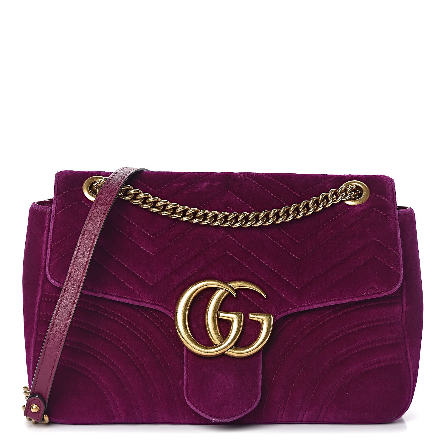 Gucci Velvet Matelasse Medium GG Marmont Shoulder Bag Fuchsia Violet Cyclamen 1 of 19