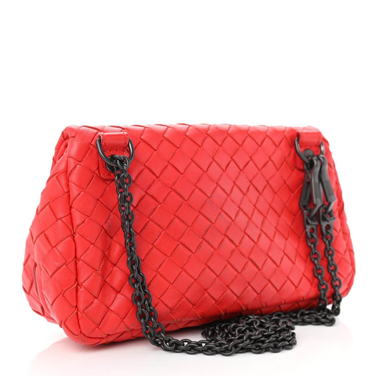 Nappa Intrecciato Small Chain Crossbody Red